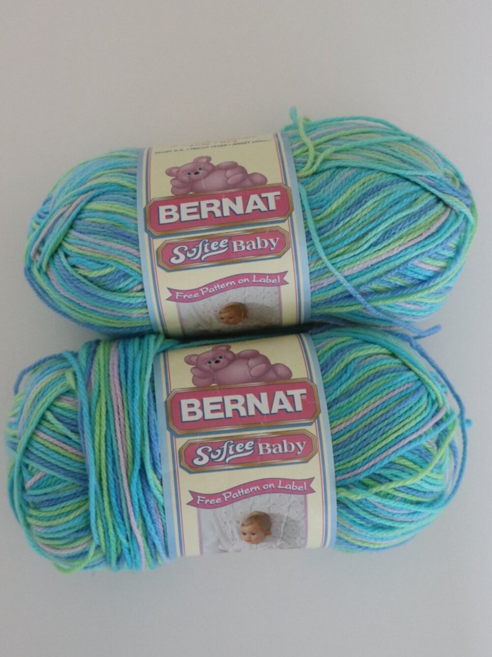 NWT Bernat Softee Baby Yarn Lot of 2 Rock A Bye Baby Variegated DK Light 3